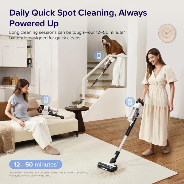 LEVOIT Cordless Vacuum Cleaner, Stick Vac with Tangle-Resistant Design, Up to 50 Minutes, Powerful Suction, Rechargeable, Lightweight, and Versatile for Carpet, Hard Floor, Pet Hair, Black & White - Image 2